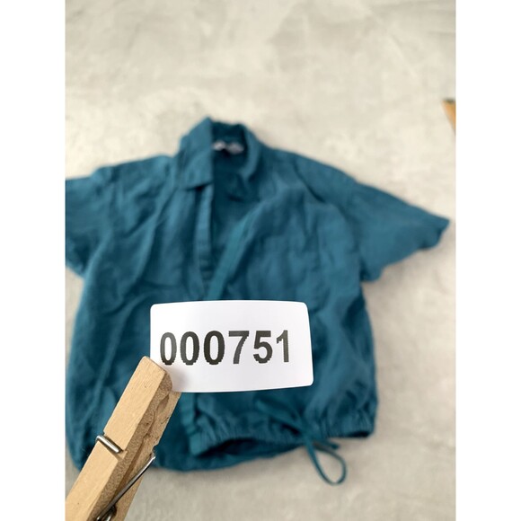 Athleta Women's Playa Tie Front Short Sleeve Linen Top Borealis Green Medium - Picture 12 of 12